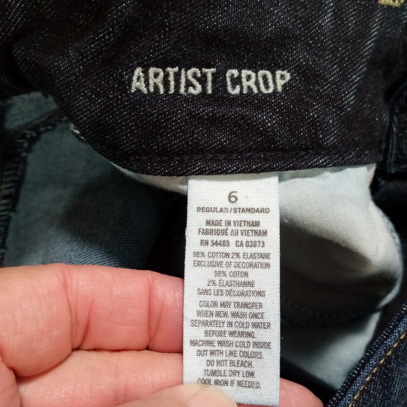 American Eagle Outfitters Artist Crop Dark Wash Denim Jeans Women's Size 6 - Picture 2 of 9
